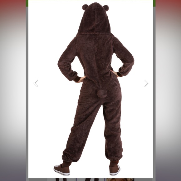 Brown bear onesie for adults from HalloweenCostumes.com - Picture 3 of 4